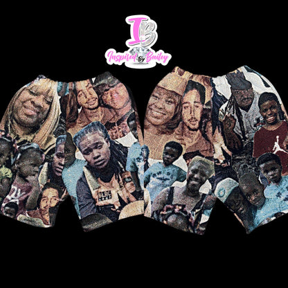 Custom Tapestry Shorts bucket hat sold separately