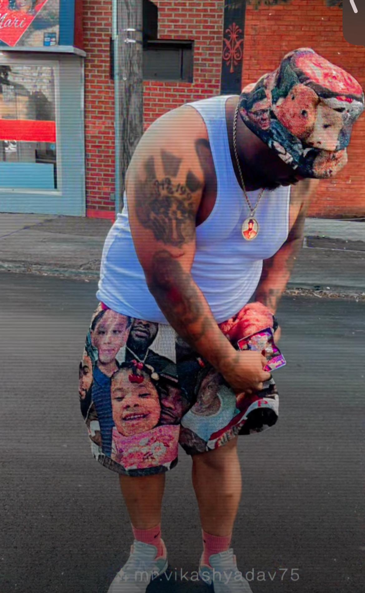 Custom Tapestry Shorts bucket hat sold separately